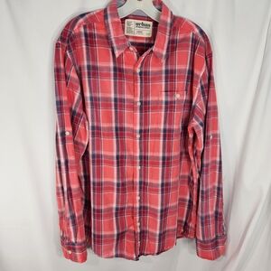 Urban Pipeline Pink Plaid Button Down Tab Sleeve Shirt Size Large